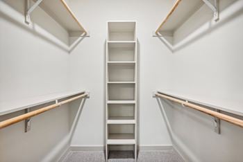 Spacious closets with built-in shelving